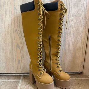 Dolls Kill Lace-Up Knee-High Platform Boots
